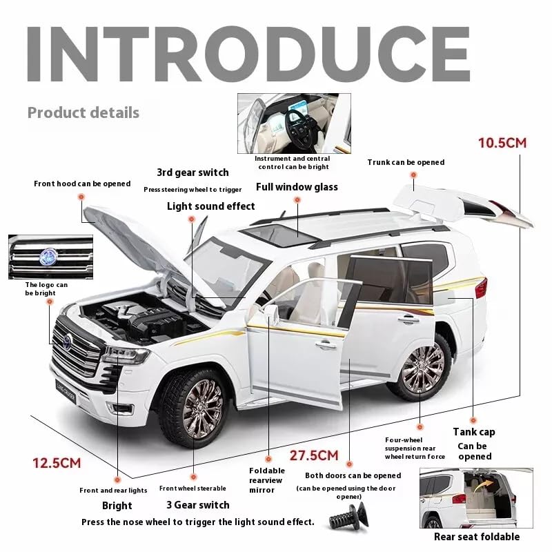 Toyota Land Cruiser LC300 GR Sport 1:18 diecast scale model  - Big Size