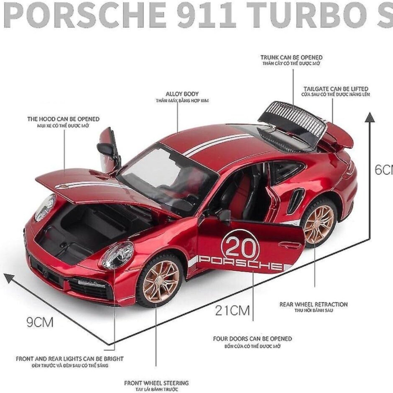 Porsche 911 Turbo S Model Metal Diecast Scale 1:24