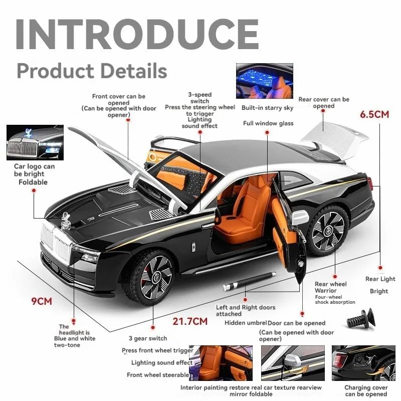 Rolls Royce Spectre 1:18 diecast scale model car collectible - Big Size