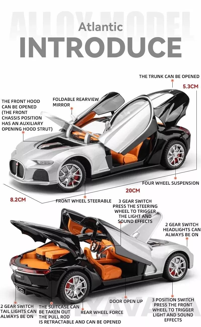 Bugatti Atlantic 1:18 diecast scale model car - Big Size
