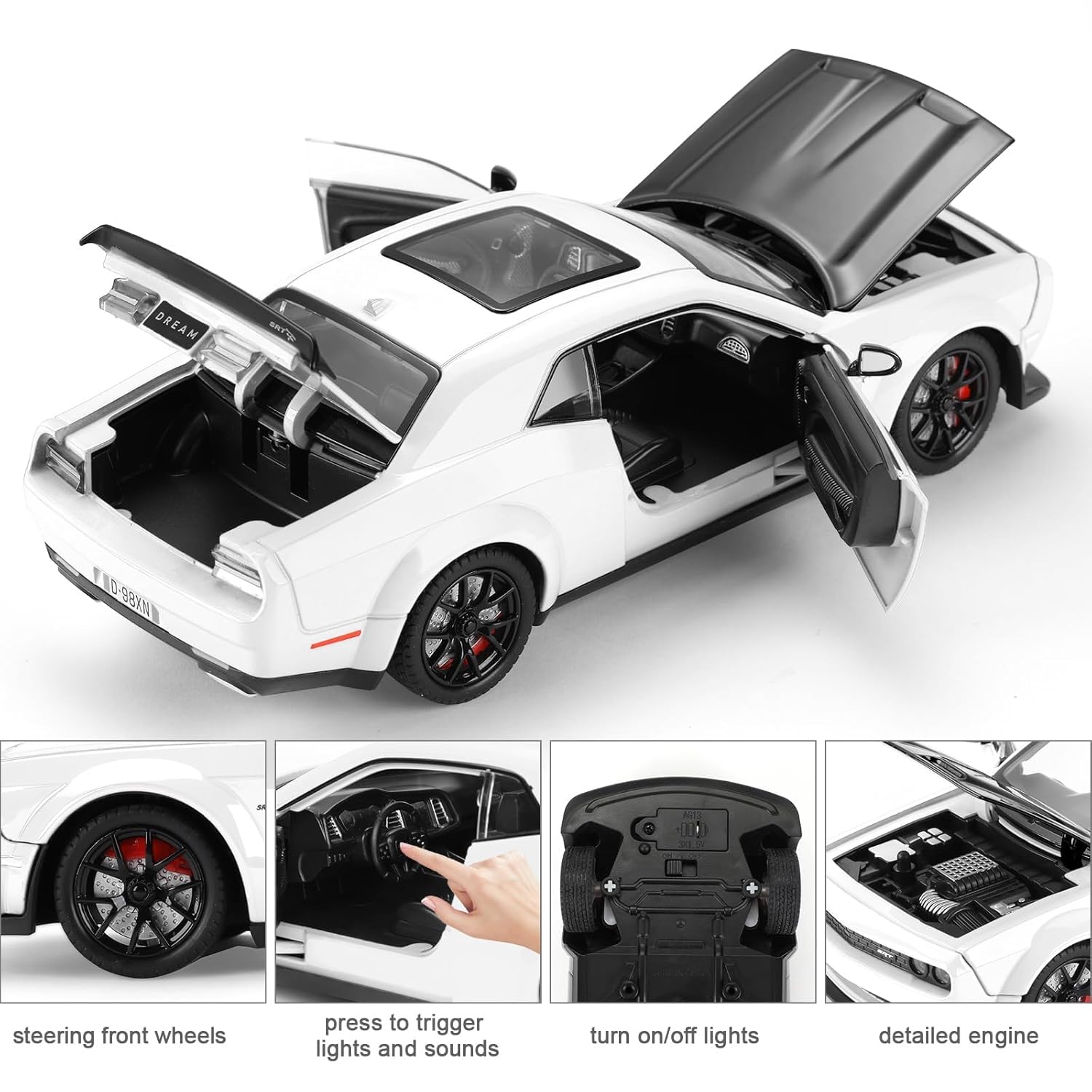Dodge Challenger SRT Demon V8 1:18 diecast scale model car - Big Size