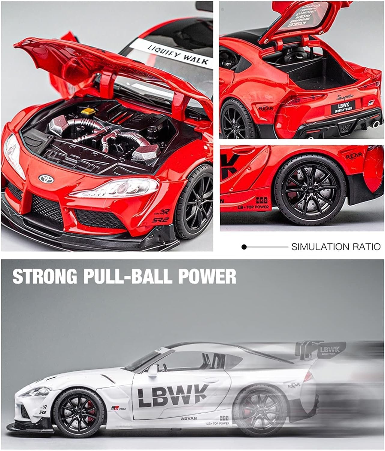 Toyota Supra GR LBWK 1:18 diecast scale model car collectible - Big Size