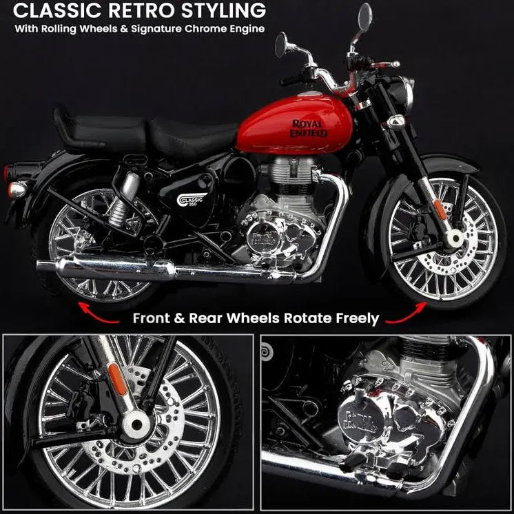 Royal Bullet 1:15 Scale Diecast Bike Model Bullet Miniature Motorcycle Pullback