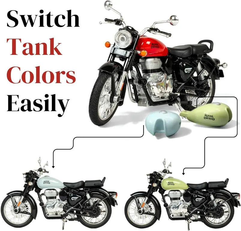 Royal Bullet 1:15 Scale Diecast Bike Model Bullet Miniature Motorcycle Pullback